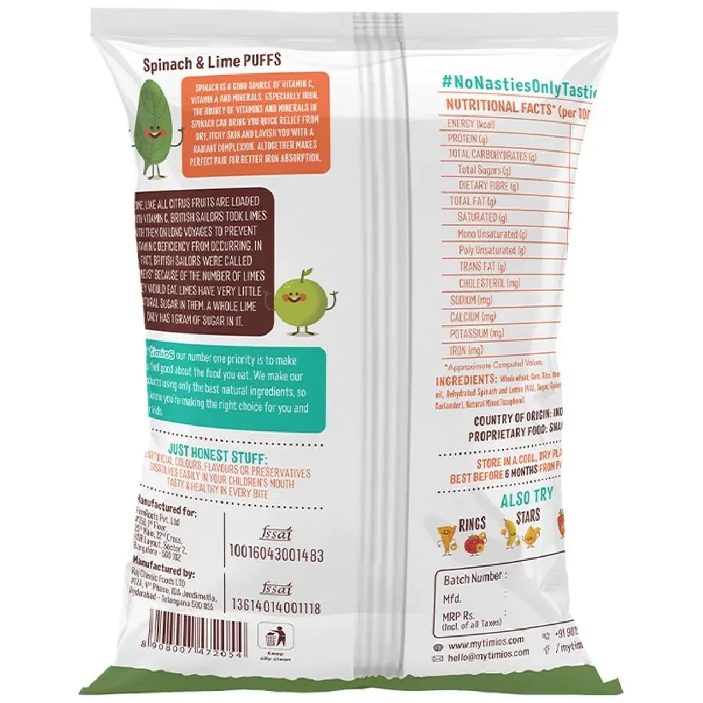 Timios Puffs - Spinach & Lime, 30 g-2.webp